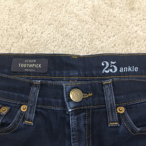 J. Crew Toothpick Distressed Jeans Skinny Ankle Dark Wash Stretch Slim Denim 25 - Picture 4 of 9